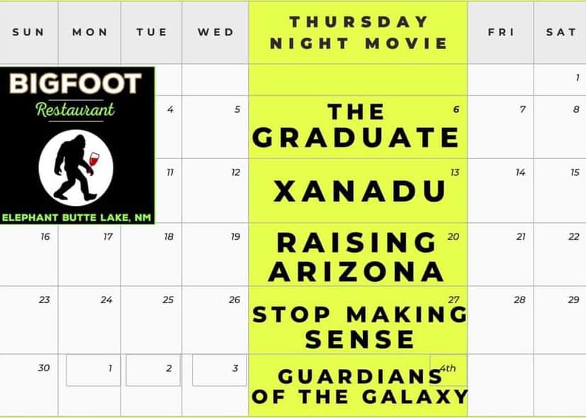 bigfoot movie schedule june 2024
