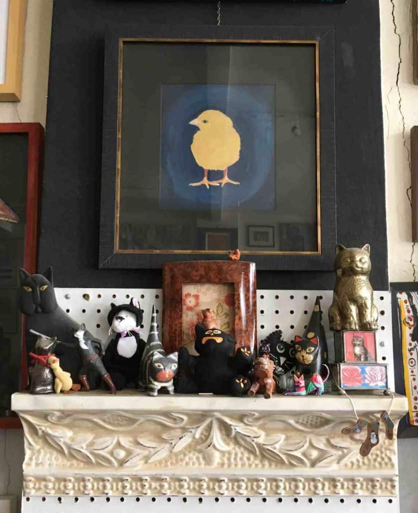 hot springs frame and art supply cat shrine with chick deity