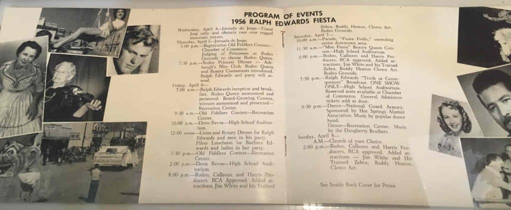 ralph edwards fiesta program 1956 geronimo springs museum