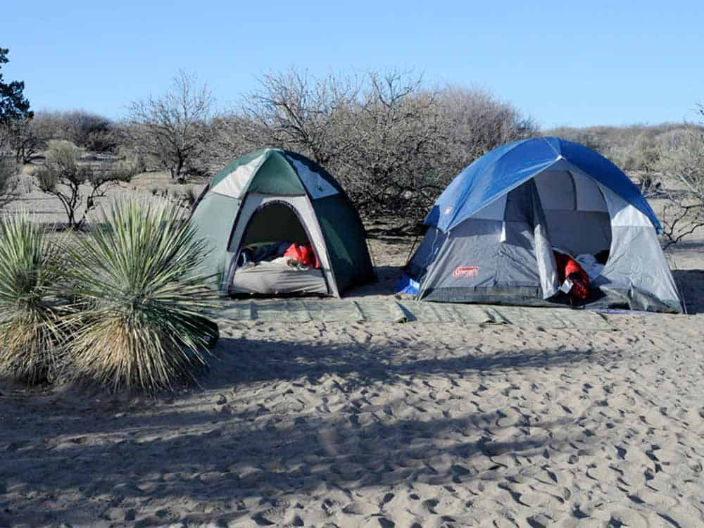 tent camping at the beach