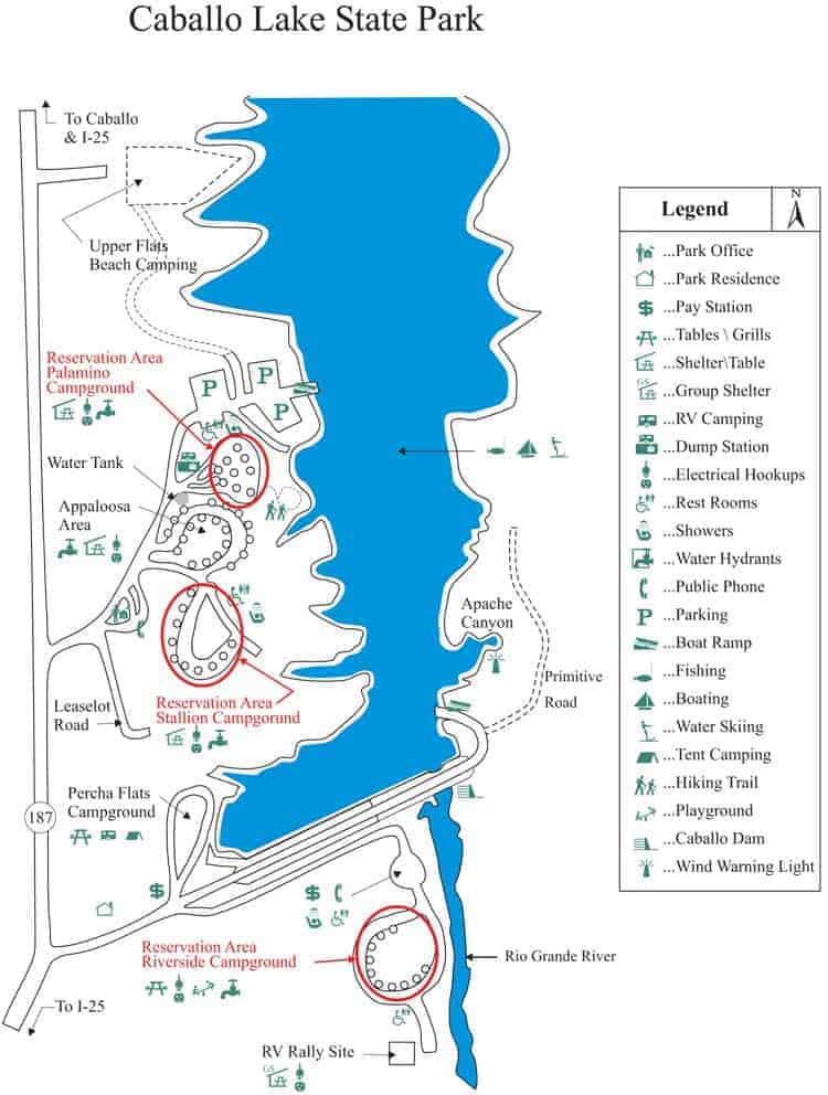 caballo lake state park map