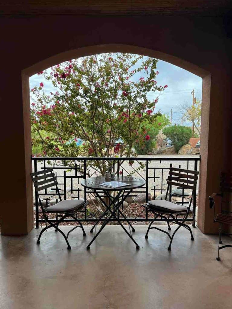 dining outdoors on the sierra grande patio torc nm