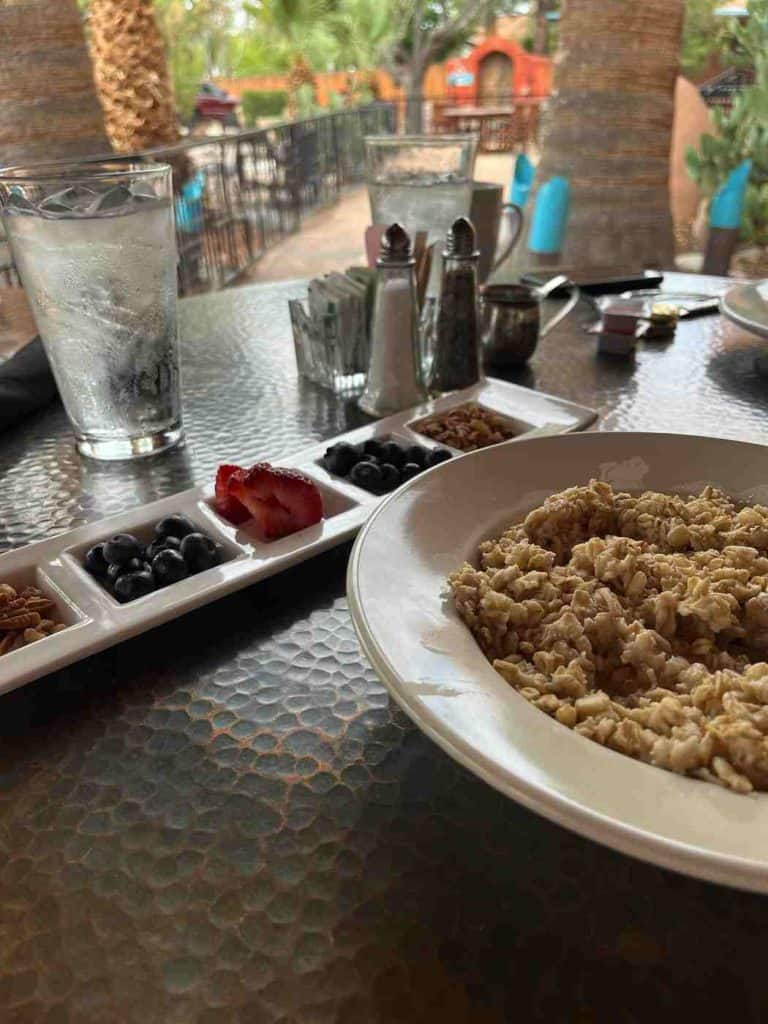 oatmeal on the patio at sierra grande truth or consequences