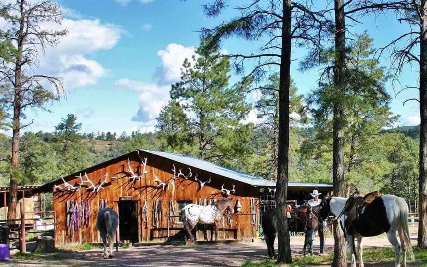 saddling up at the Geronimo Trail Guest Ranch