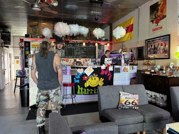clouds over the coffee bar at ingos art cafe
