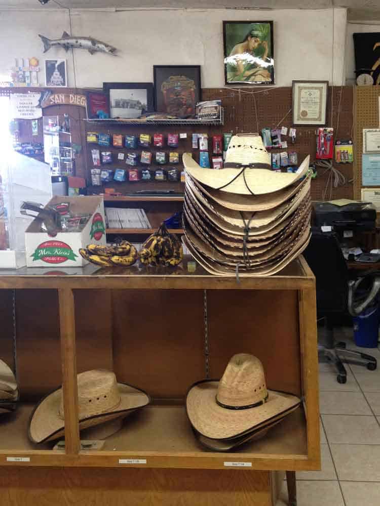sun hats at baqueras grocery in arrey