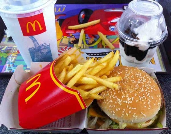 mcdonalds burger fries drink sundae