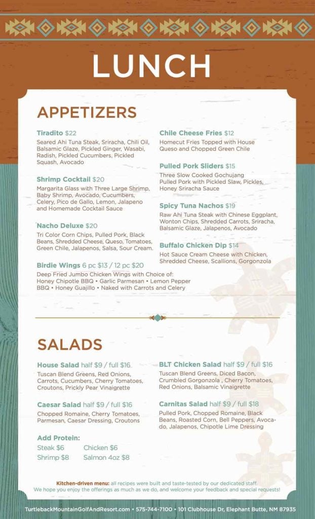 turtleback mountain lunch menu page 1