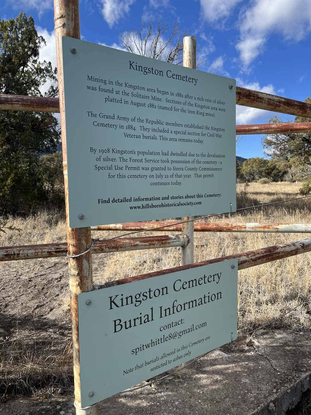 sign outside kingston cemetery