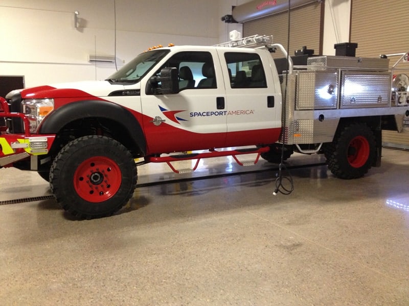 a fire truck at spaceport america