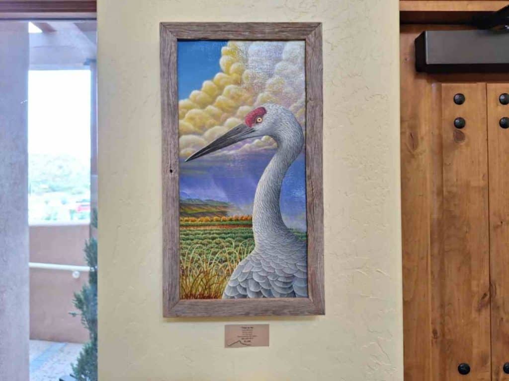 bill jacka painting of a crane at the sierra county regional art show