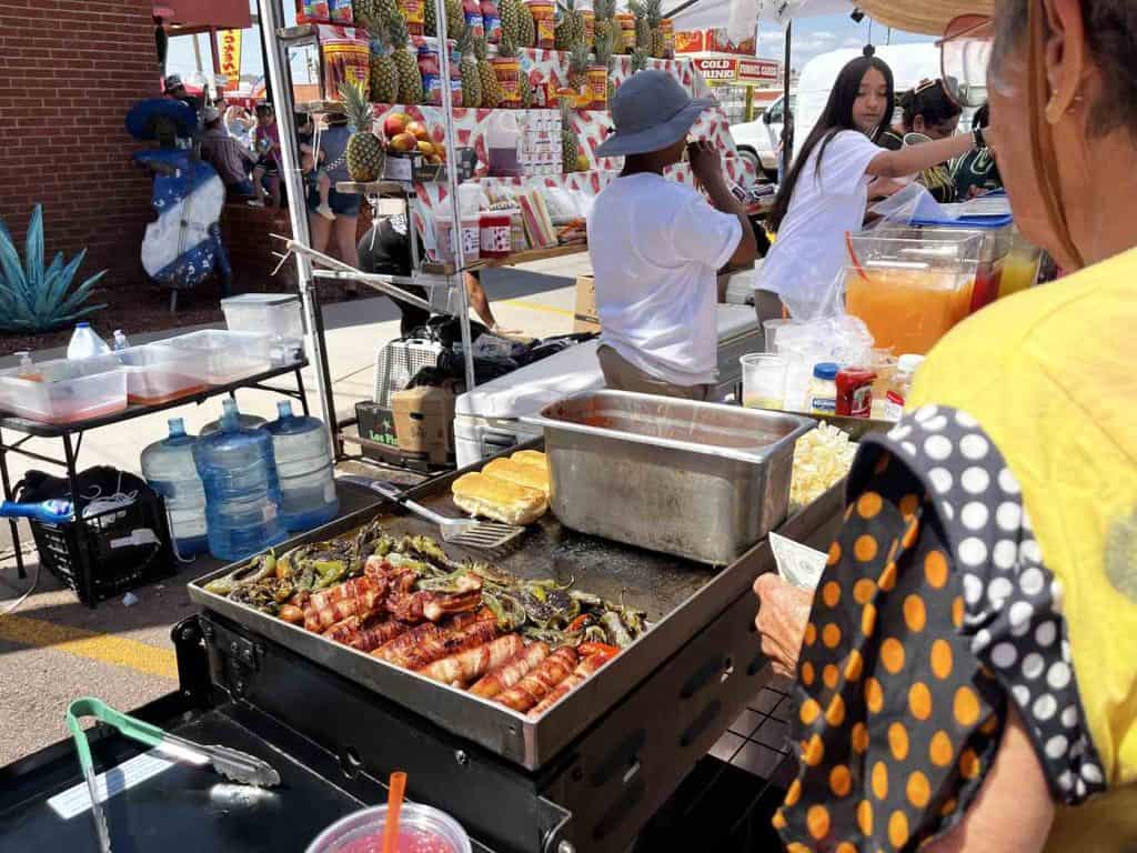 hot dogs and fruit juice vendors at torc fiesta