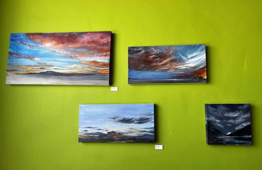 rhonda dass paintings at bikewyrks gallery and bike repairs torc