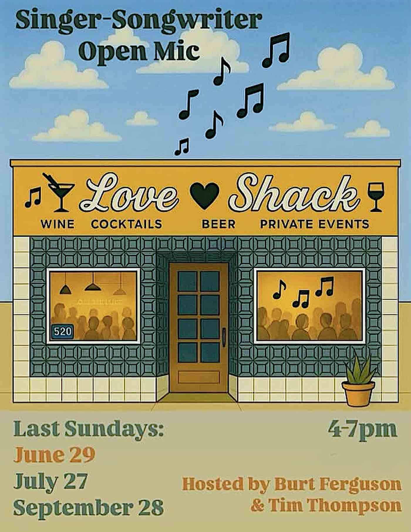 singer songwriter open mic at love shack torc