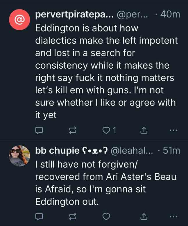 eddington movie review on social media 2