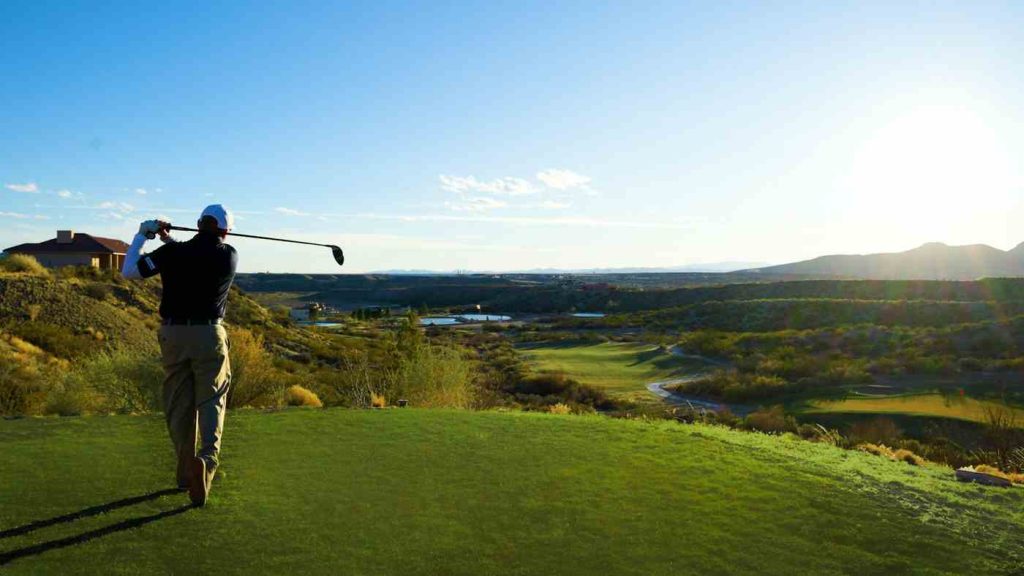 teeing off at turtleback mountain golf and resort