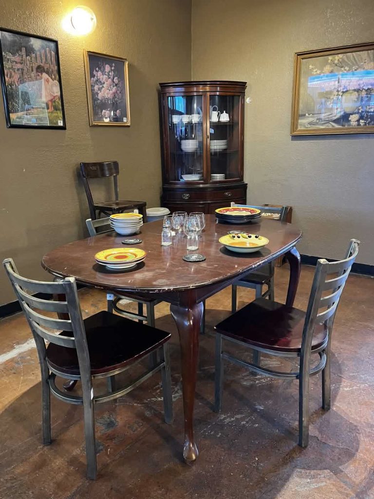 dining room table and chairs at jones street secondhand truth or consequences