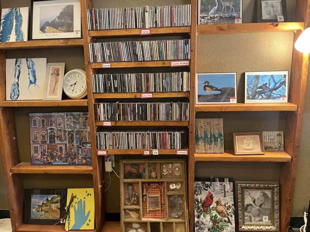 dishware and wall cds and art at jones street secondhand