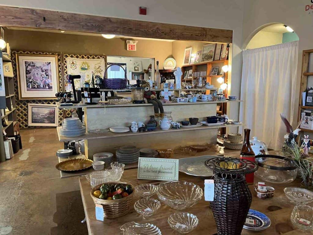 dishware and wall hangings at jones street secondhand