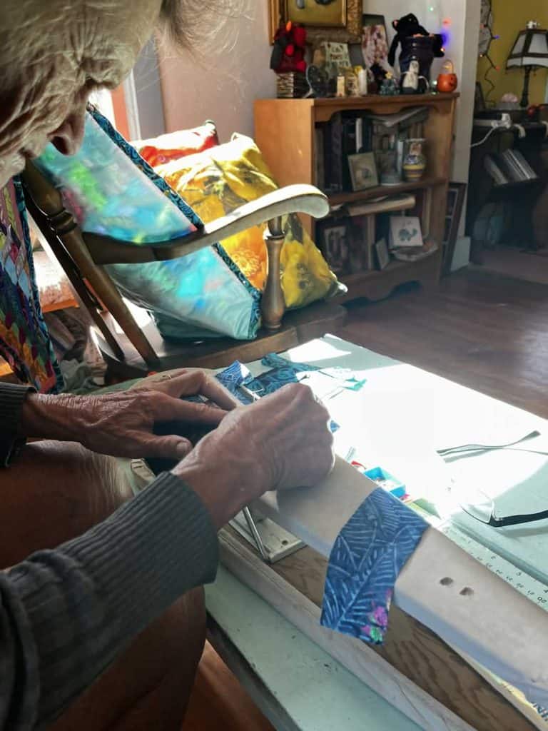 fabric artist in the studio