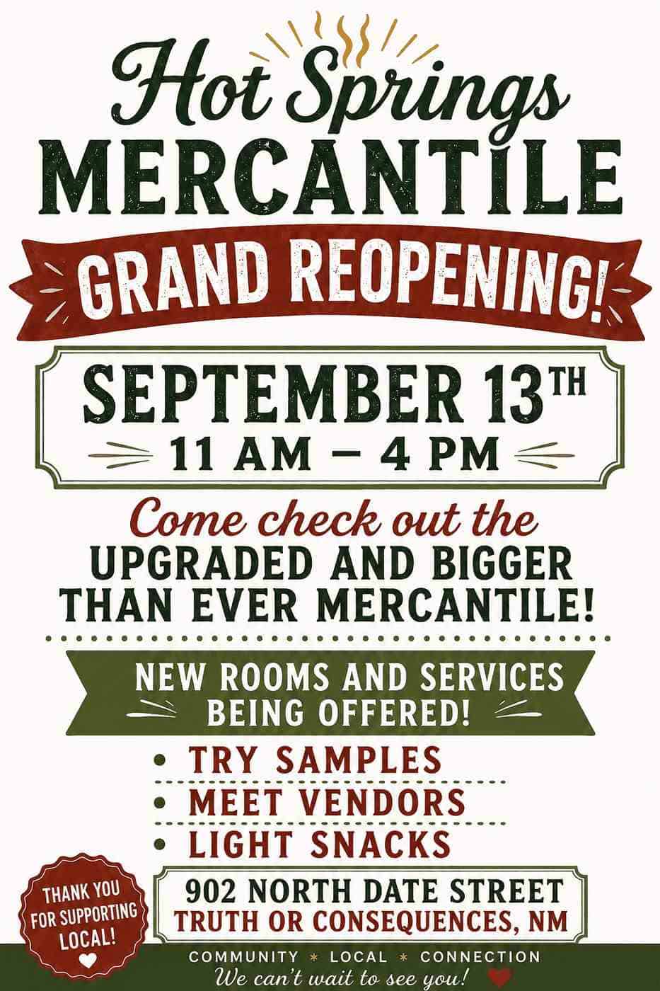 hot springs mercantile reopening